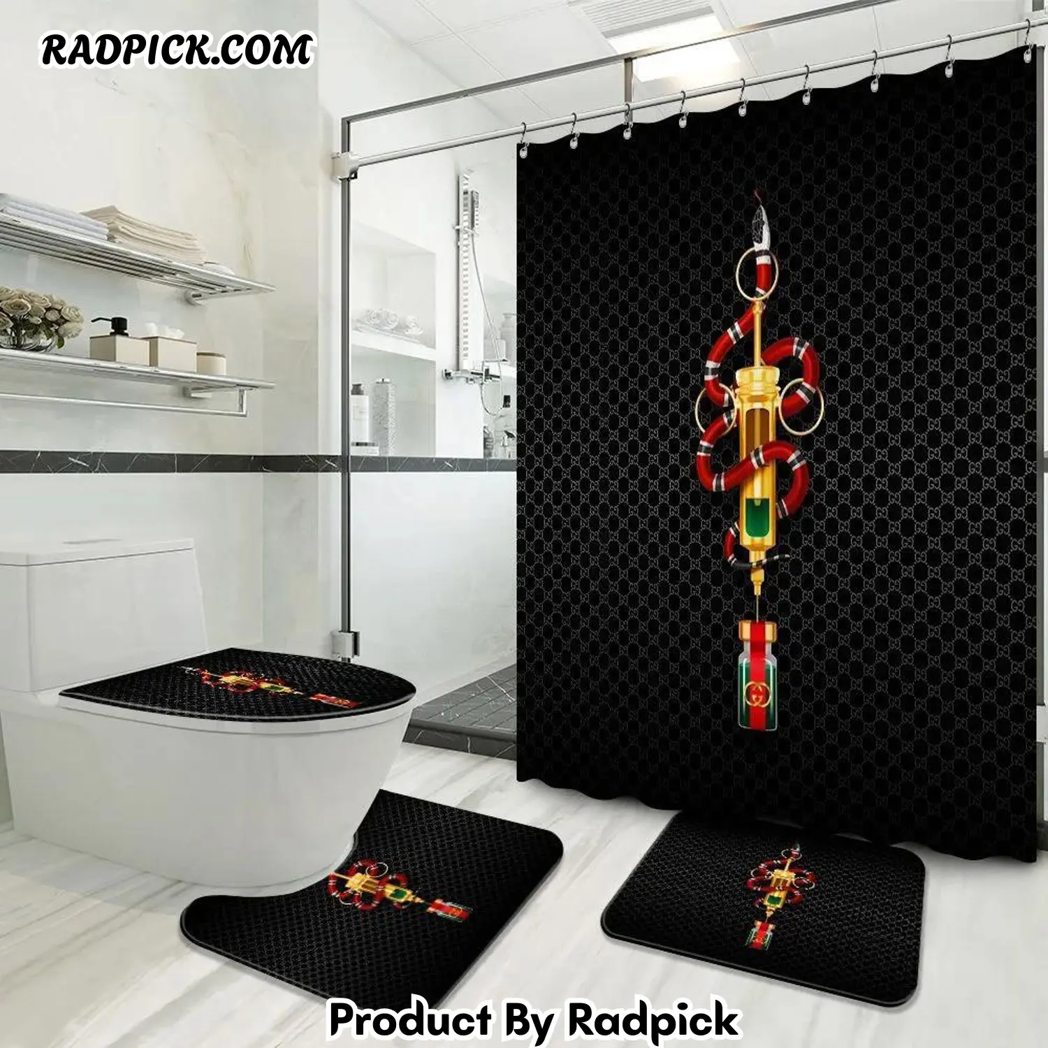 Gucci bathroom set luxury shower curtain waterproof luxury brand with logo gucci 21 165 bathroom set rp387804